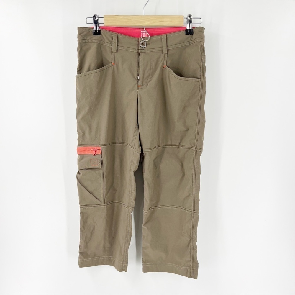 ✅Title Nine Cargo Capri Pants Womens Sz 2 Khaki Flat Front Trail Hiking Outdoors